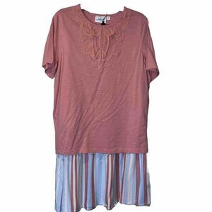 National Women’s Size XL Blouse Skirt‎ Set Pink Embroidered Cotton Blend Travel